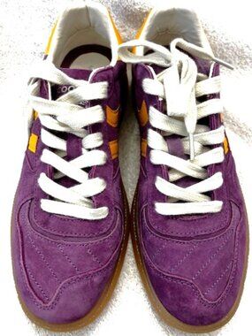 Coolway's "Lakers" purple suede with yellow leather trim lace-up sneakers NWOT